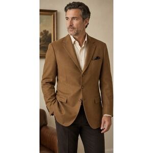 Jack Victor Loro Piana 100% Cashmere Sport Coat Camel Brown Blazer 50L-52L